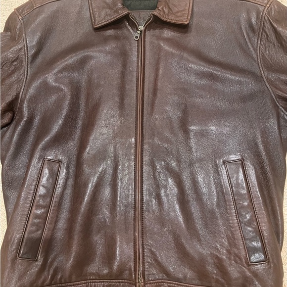 Men's Classic Brown 100% Leather Bomber Jacket - Picture 3 of 17